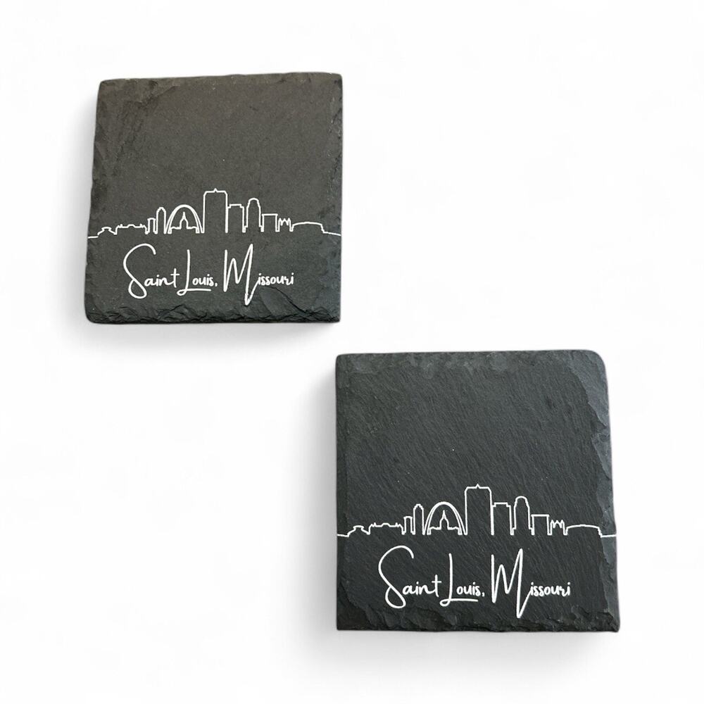 St Louis Missouri Set of 2 Slate Drink Coasters - 3.5"x4"